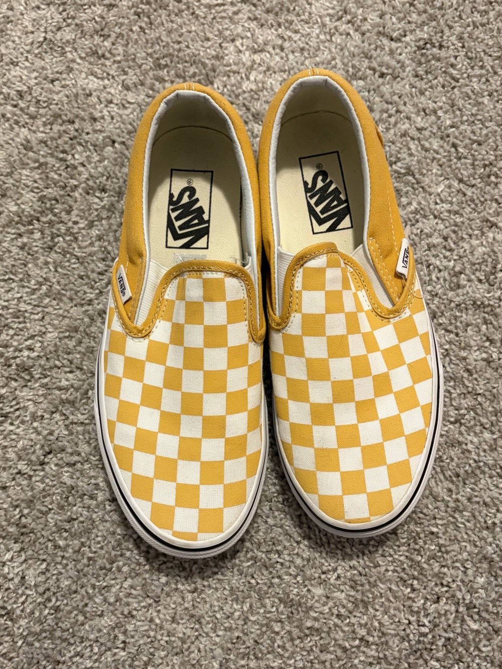 Vans  Checkerboard Slip-On Sneakers - Yellow & White